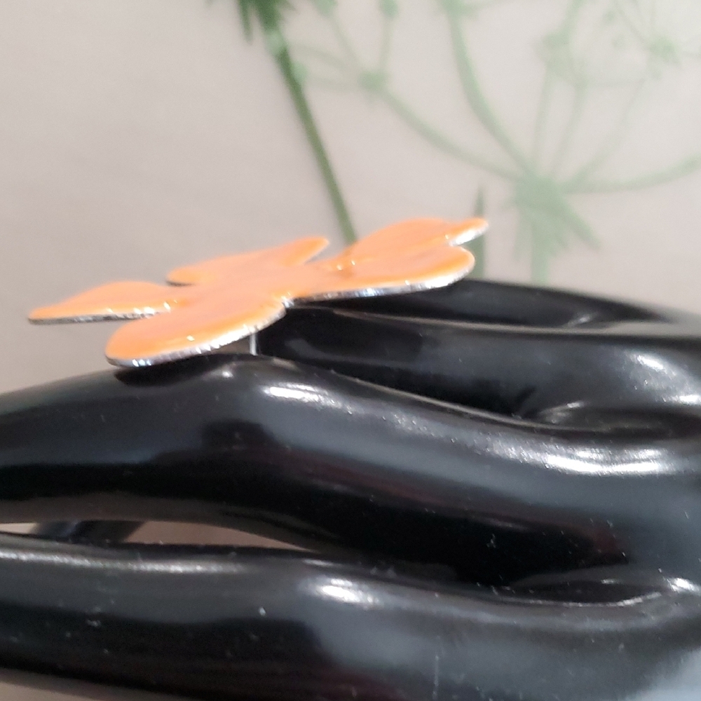 Vibrant Orange Floral Statement Ring - image 3